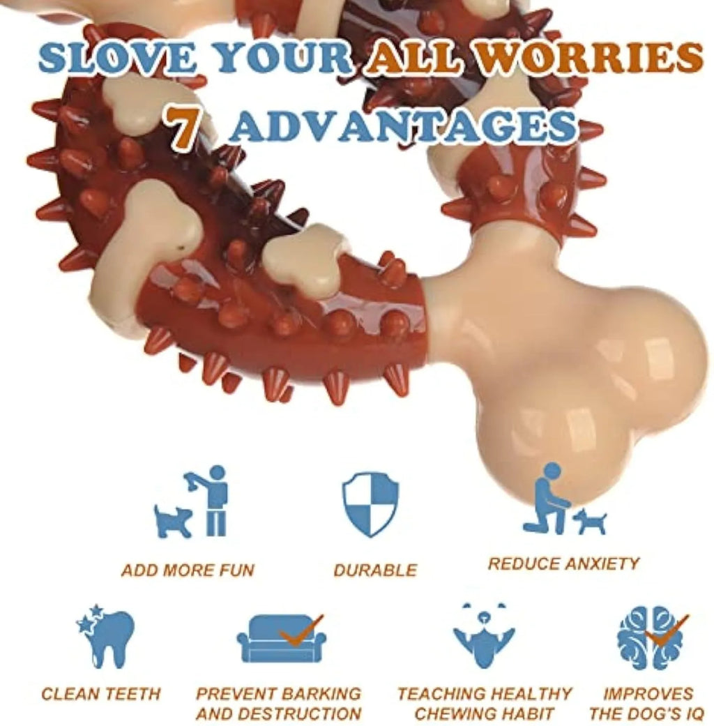 Natural rubber bone-shaped dog molar toy for teeth cleaning in two sizes