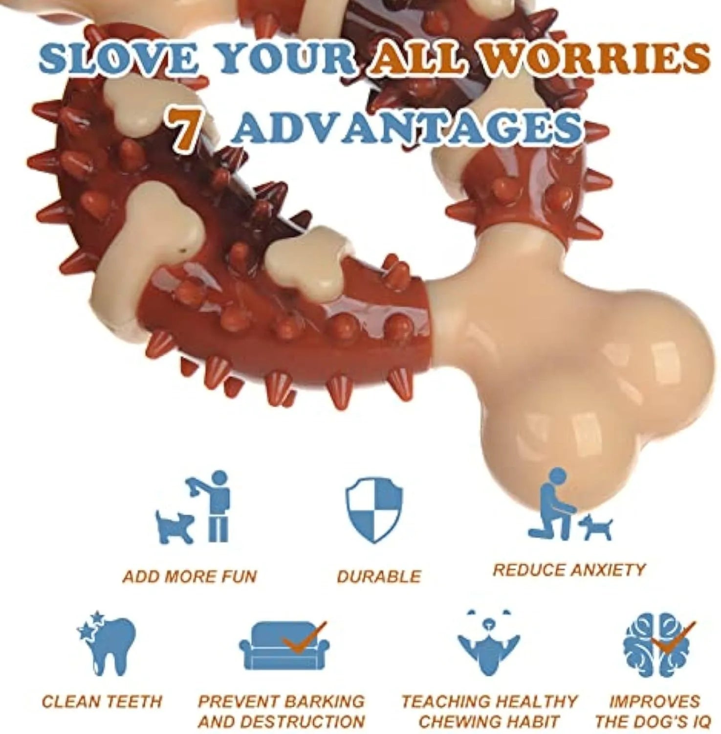 Natural rubber bone-shaped dog molar toy for teeth cleaning in two sizes