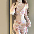 Women's floral bikini swimsuit in cherry blossom pink colour with Asian sizing options