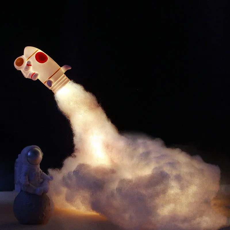 DIY astronaut rocket night light kit with warm LED lights for desktop decoration
