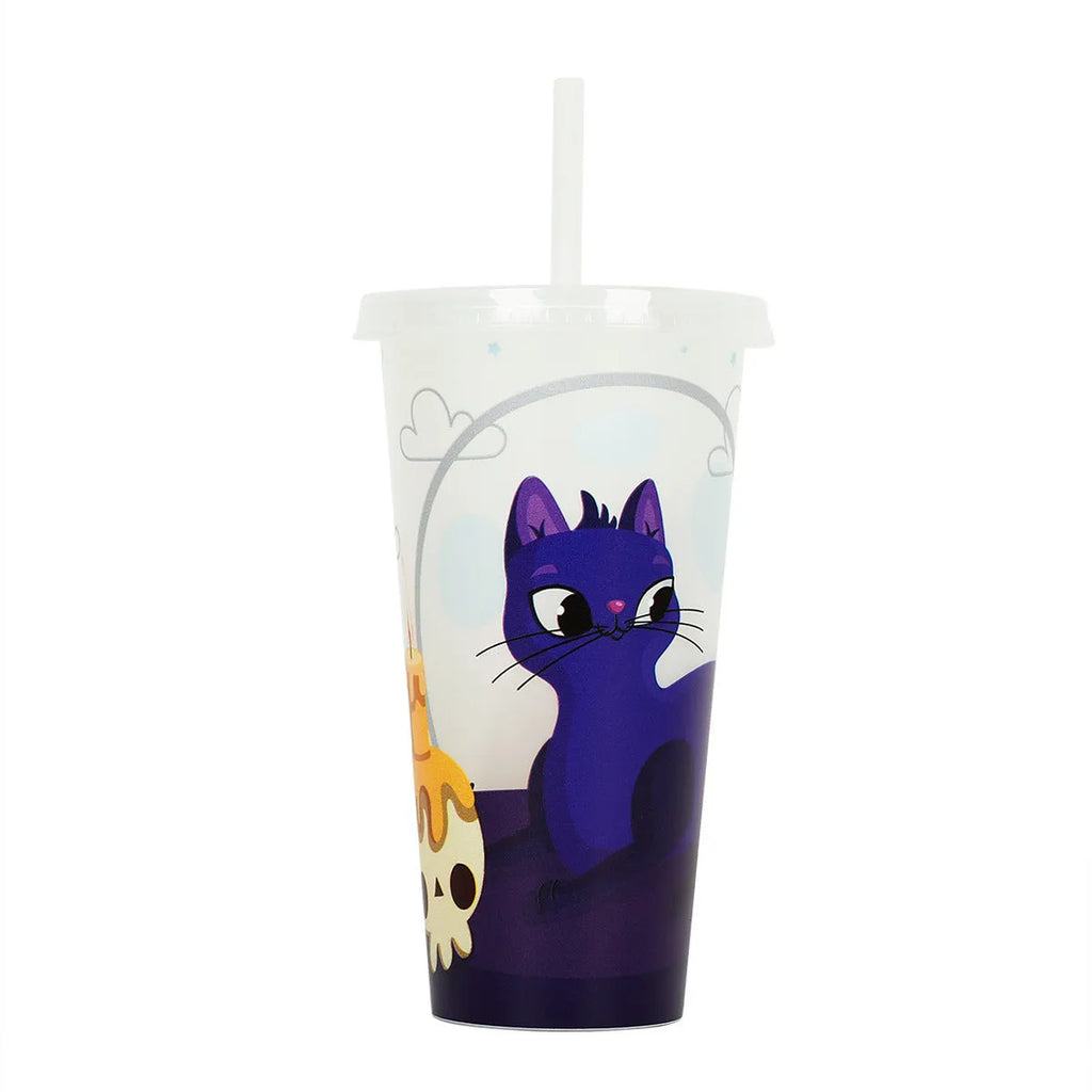 720ml plastic Halloween sippy cup with luminous straw in six colour options