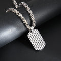Titanium steel men's water ripple pendant necklace emperor chain gold silver black 51-60cm front view