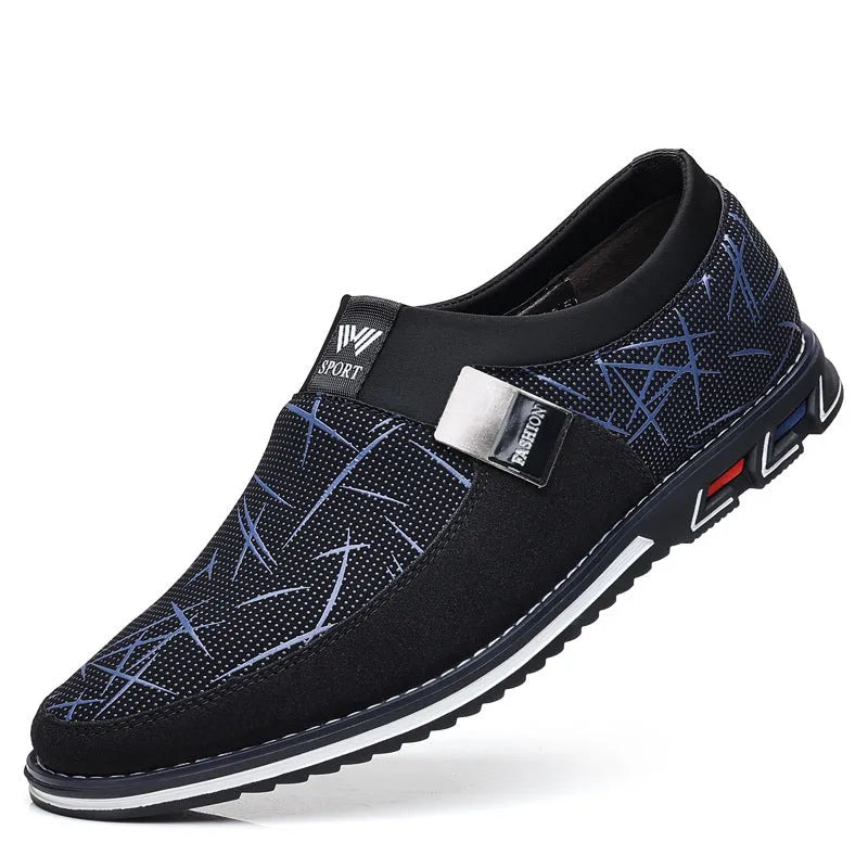 Men's casual flat low-top synthetic leather shoes in a colour option, rubber sole, square toe, low heel 1-3cm