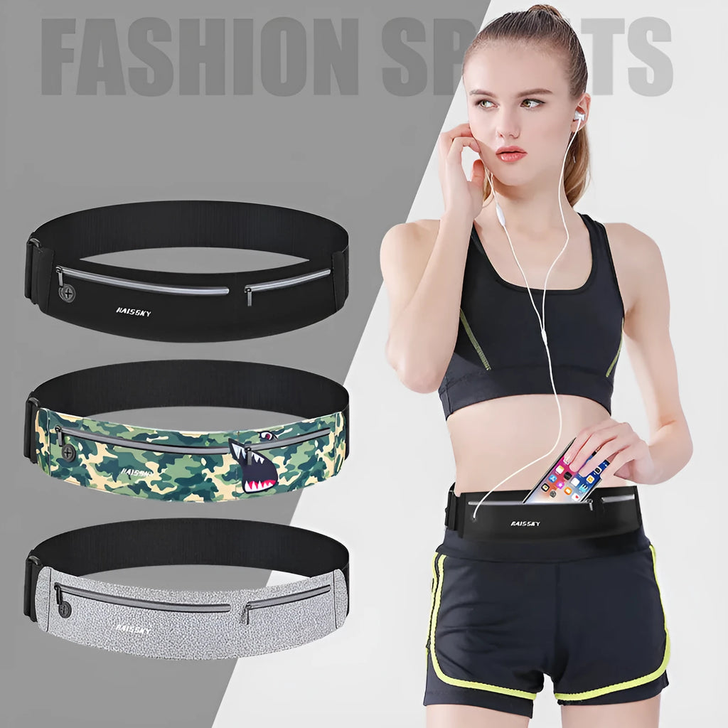 8-inch waterproof waist bag in camouflage crocodile colour for outdoor sports and fitness activities