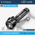 Black plastic USB rechargeable 1W portable flashlight with built-in 200mAh battery