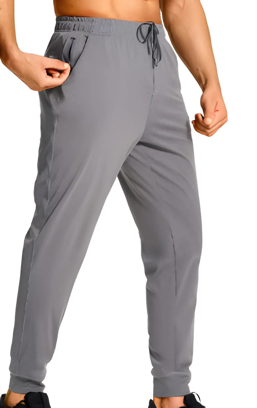 Men's loose-fit casual trousers in solid colour with elastic waistband