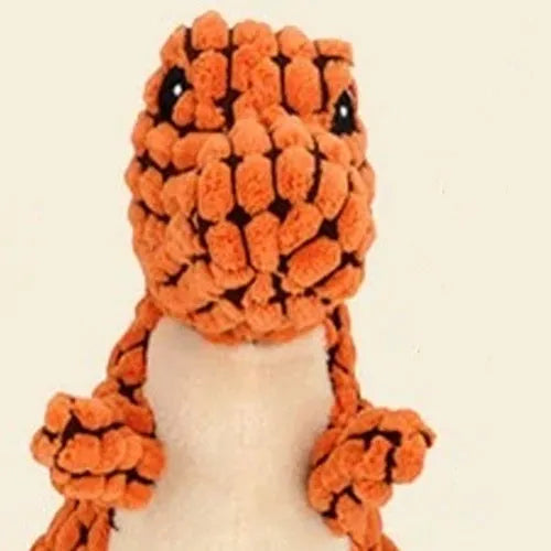 Grey green orange sound-emitting dog chew toy resistant to biting for puppies and large dogs