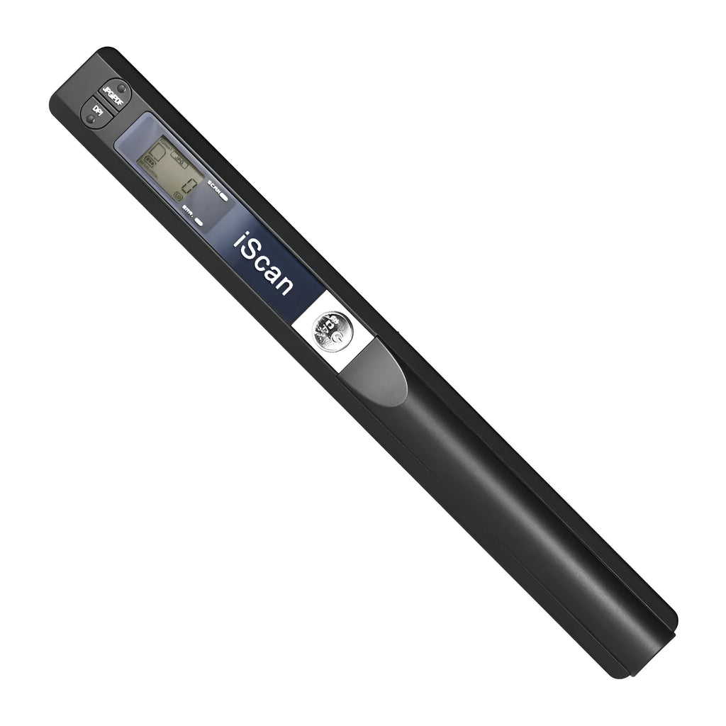 Handheld USB barcode scanner in multiple colours on a desk