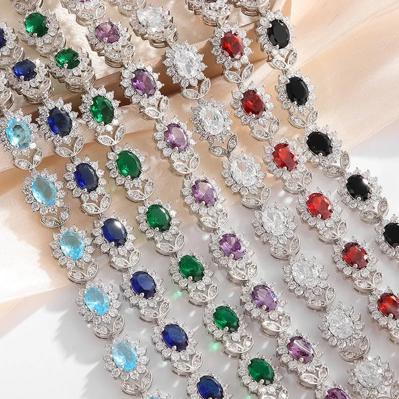 Personality Trend women's simple inlaid zircon bracelet with electroplated finish in nine colour options