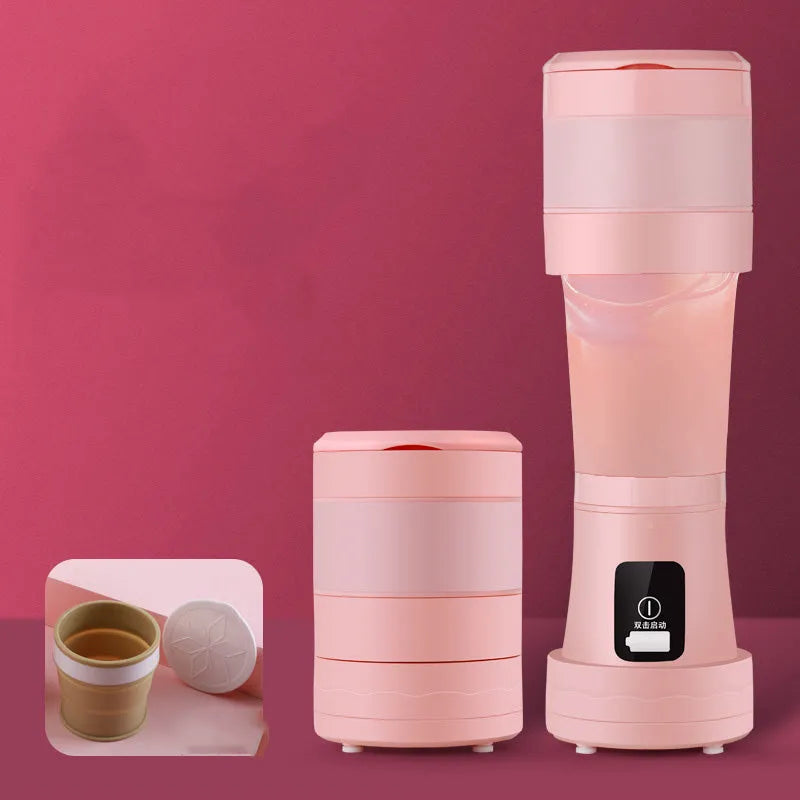 450ml blue portable blender with USB charging, folding design, and 304 stainless steel six-blade cutter head