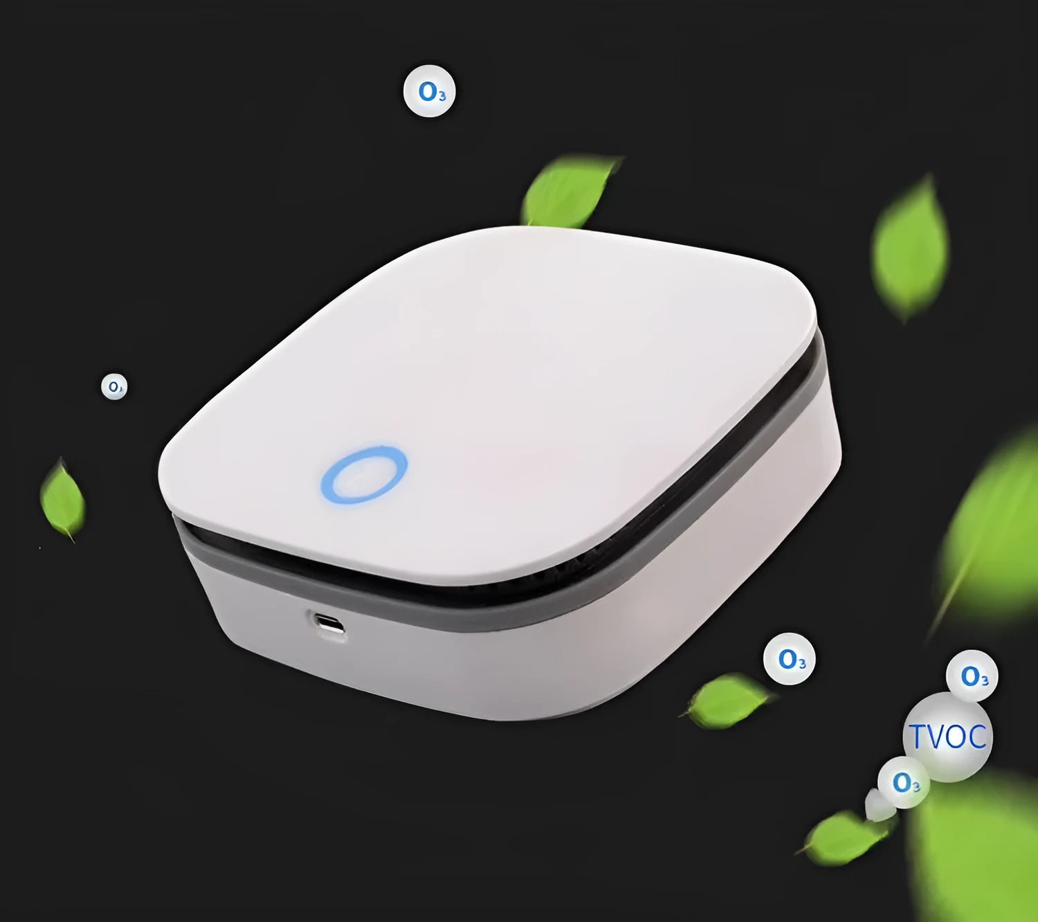 White portable USB air purifier for car and small room use.