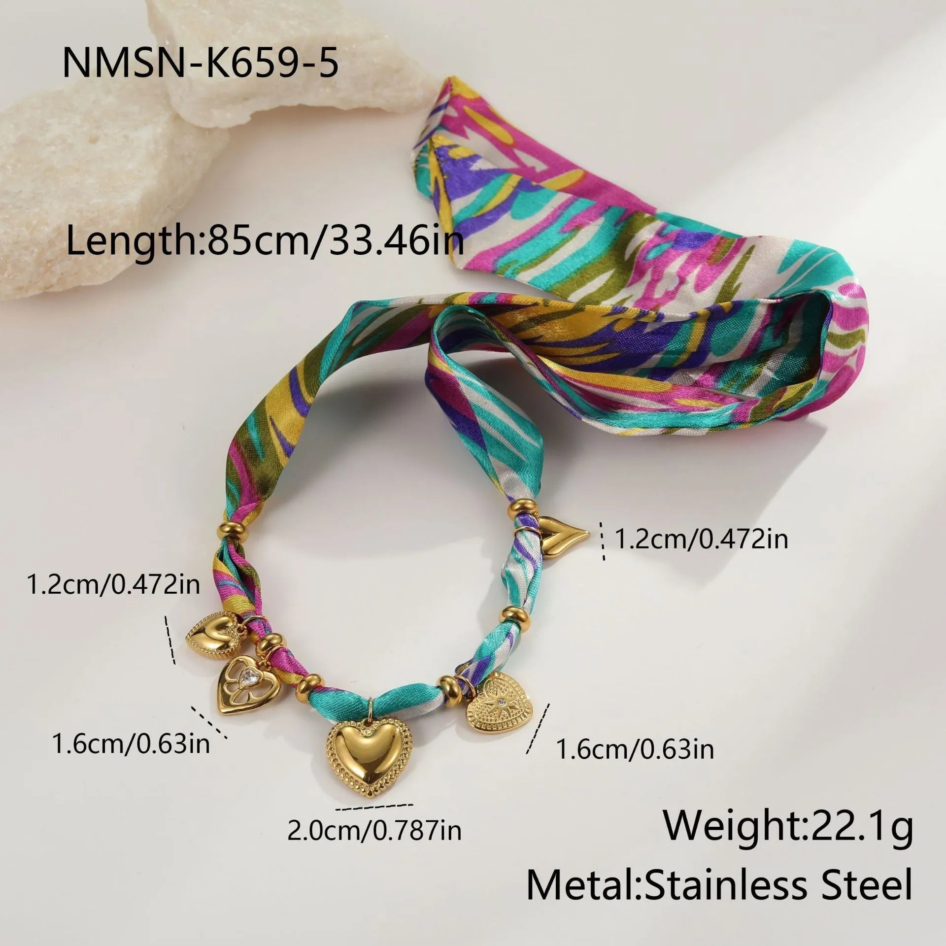 Geometric 18K electroplated stainless steel necklace or bracelet with adjustable 41-50cm chain