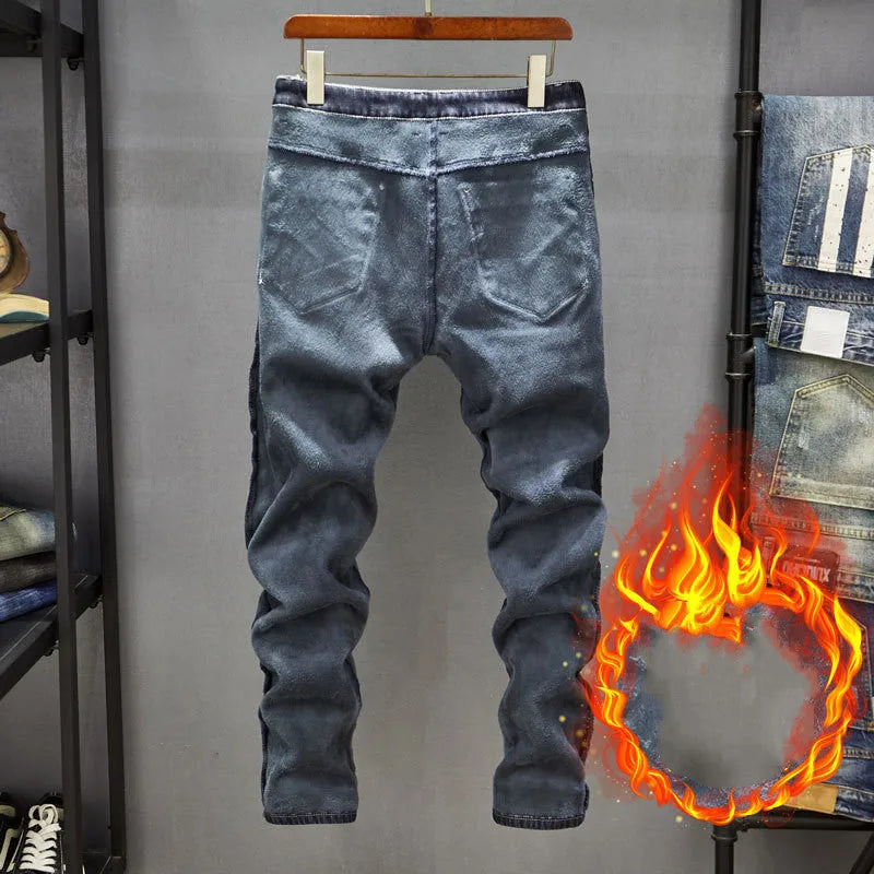 Men's slim-fit skinny jeans in dark blue and light blue colours with micro-elasticity fabric