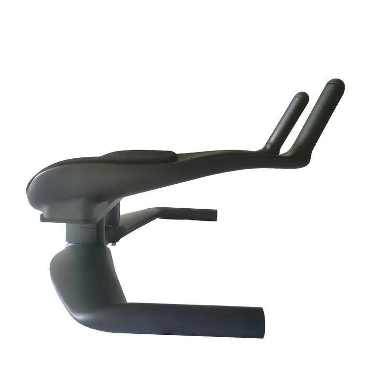 Carbon fibre long distance TT handlebar for road bike, 31.8mm calibre, black matt finish, with visible TT extension bars
