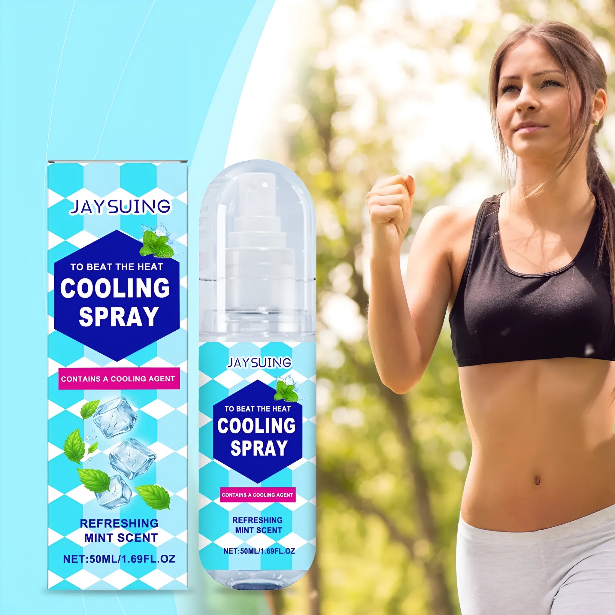 Cool Spray Summer Portable Outdoor Body Mist 50ml white plastic bottle with spray nozzle