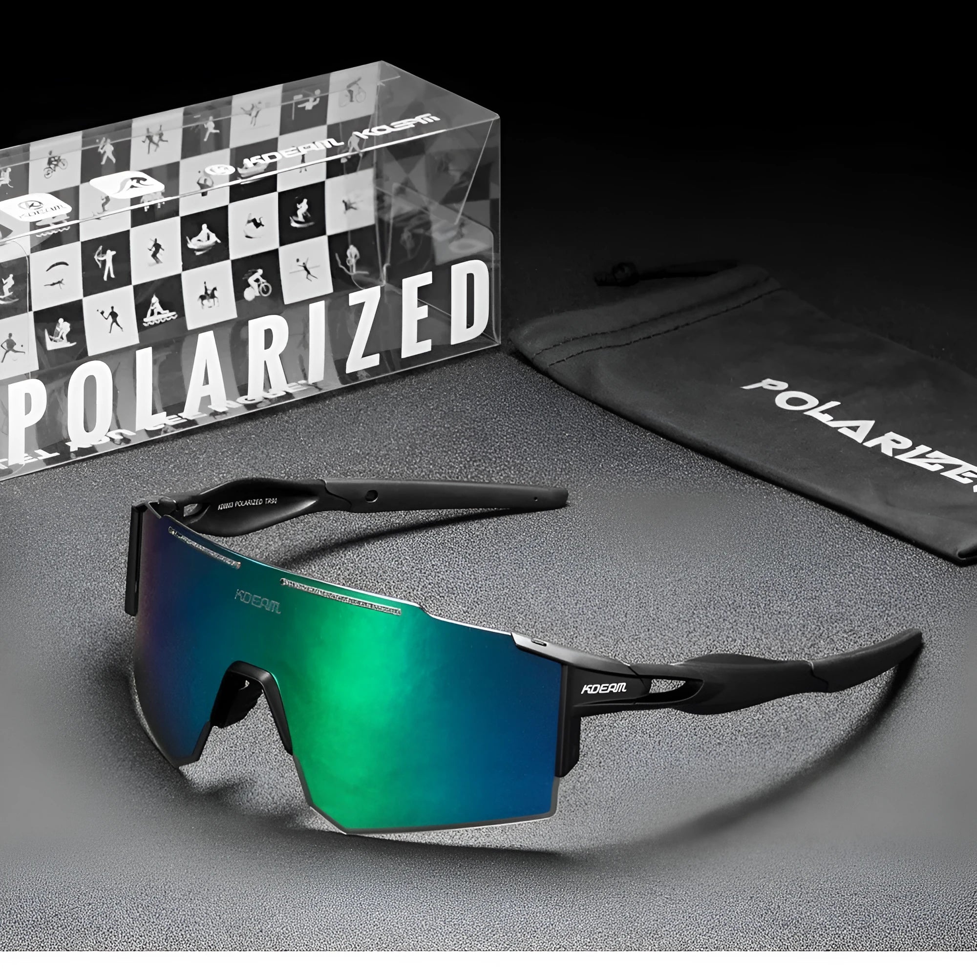 Polarized cycling sunglasses with ultralight TR90 frameless frame, windproof design, available in multiple colours