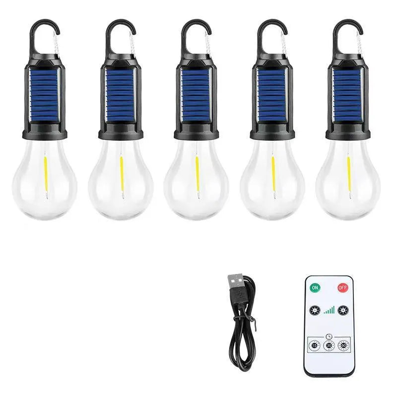 Set of 5 solar LED lantern bulbs warm white light outdoor path garden decoration 58x190mm