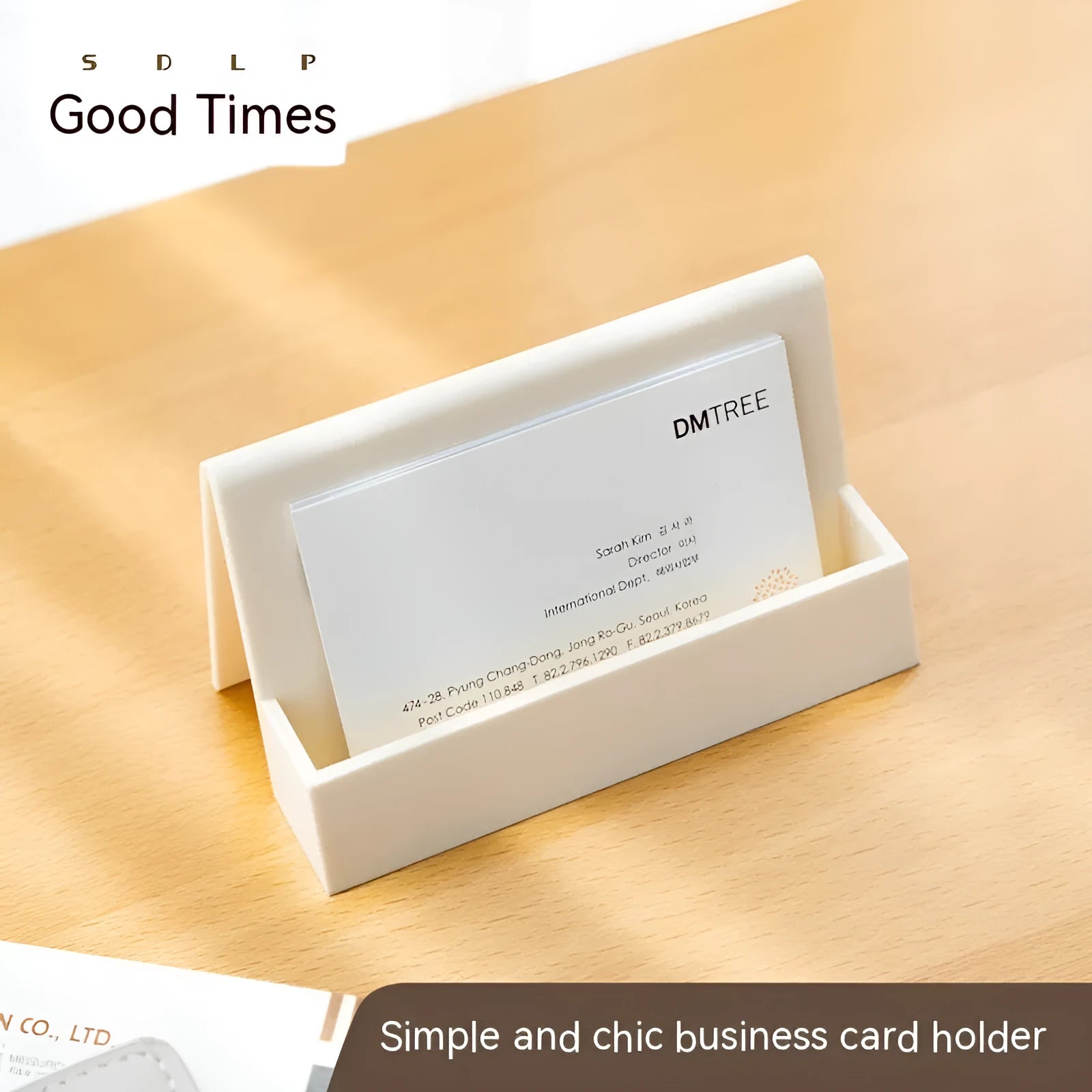 Creative PS business card stand geometric shape 2mm thickness holds 20 cards brown