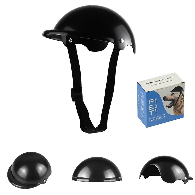 Small S size plastic pet helmet for motorcycle safety in four colour options