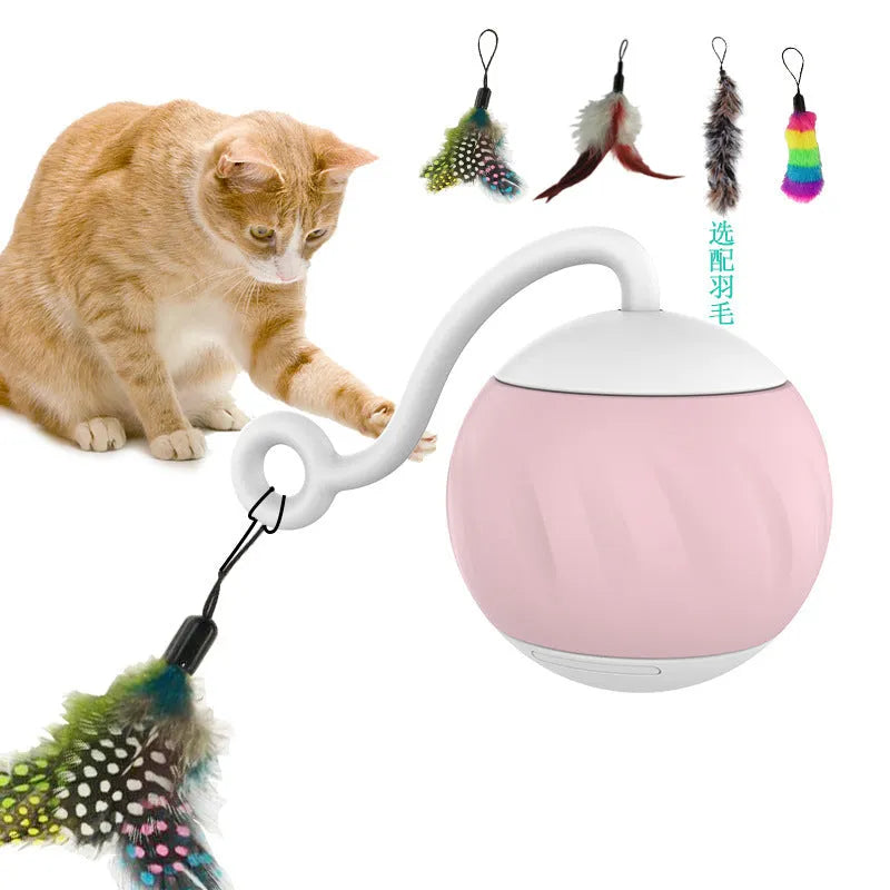 Electric cat toy luminous ball in plastic with watermelon colour cat teasing ball design