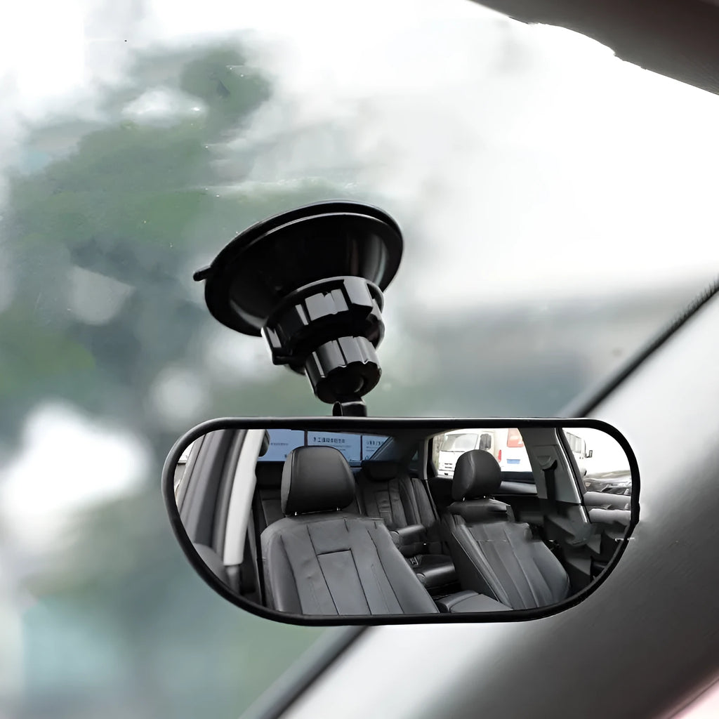 360-degree rotation car rearview mirror with ABS glass and black ABS shell, universal fit sucker mount