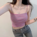 Korean style slim fit striped bottoming shirt for women in white, black, yellow, green, blue, pink
