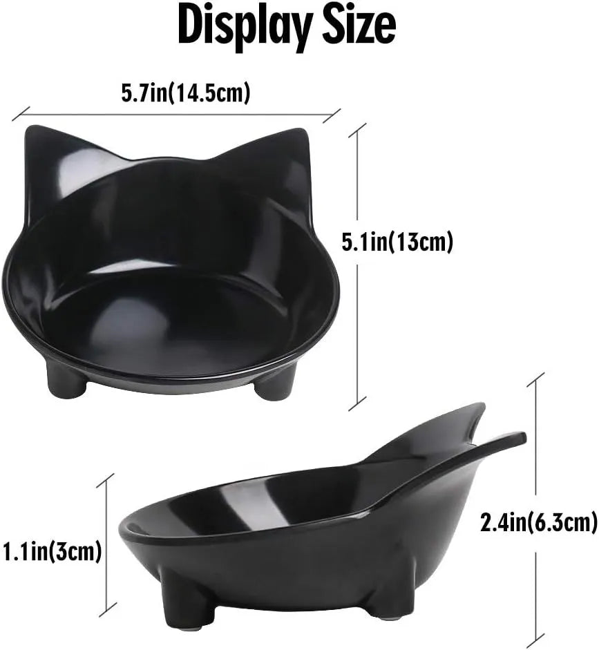 White shallow cat bowl with rubber anti-skid base for whisker fatigue relief