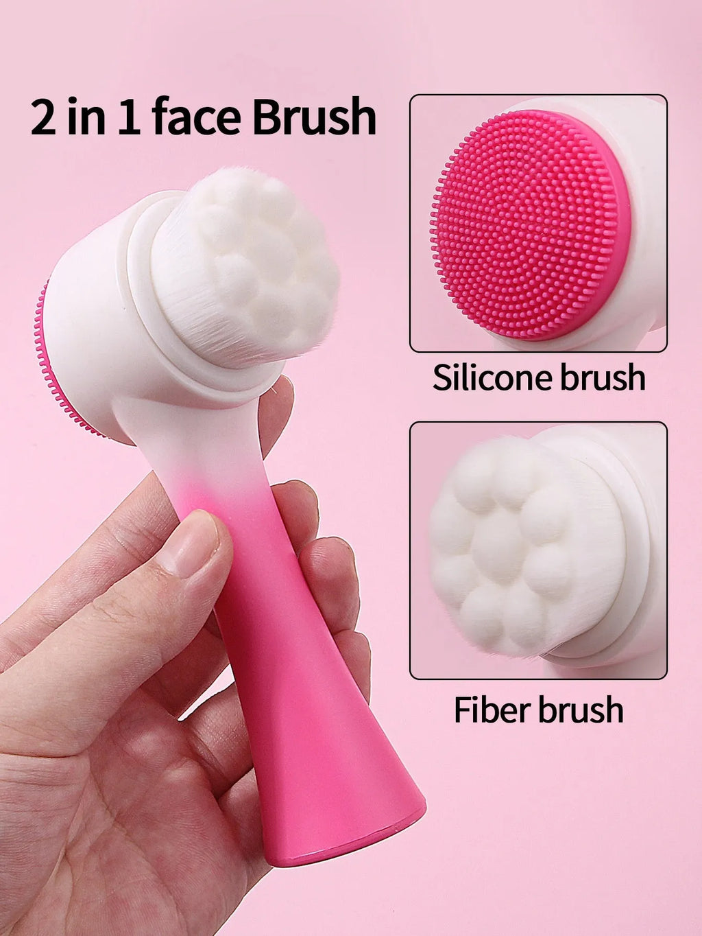 Facial brush set with coral fleece hair bands and nylon brushes in multiple colour options