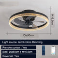 Nordic style remote control ceiling fan lamp with LED light and 50cm diameter.