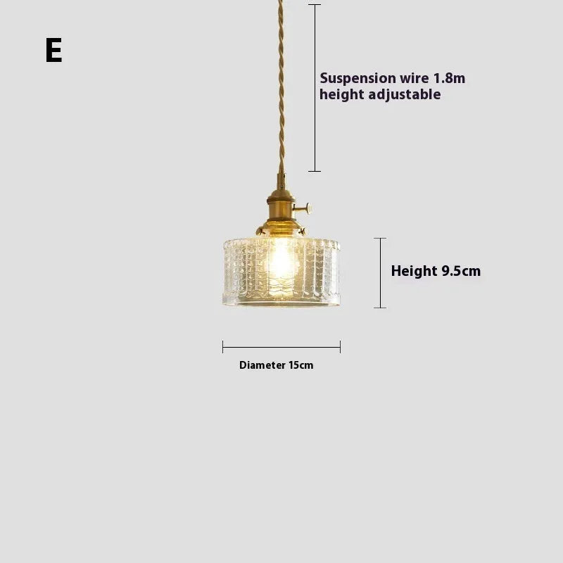 American retro small pendant light bedside droplight with 4W warm light, six colour options available