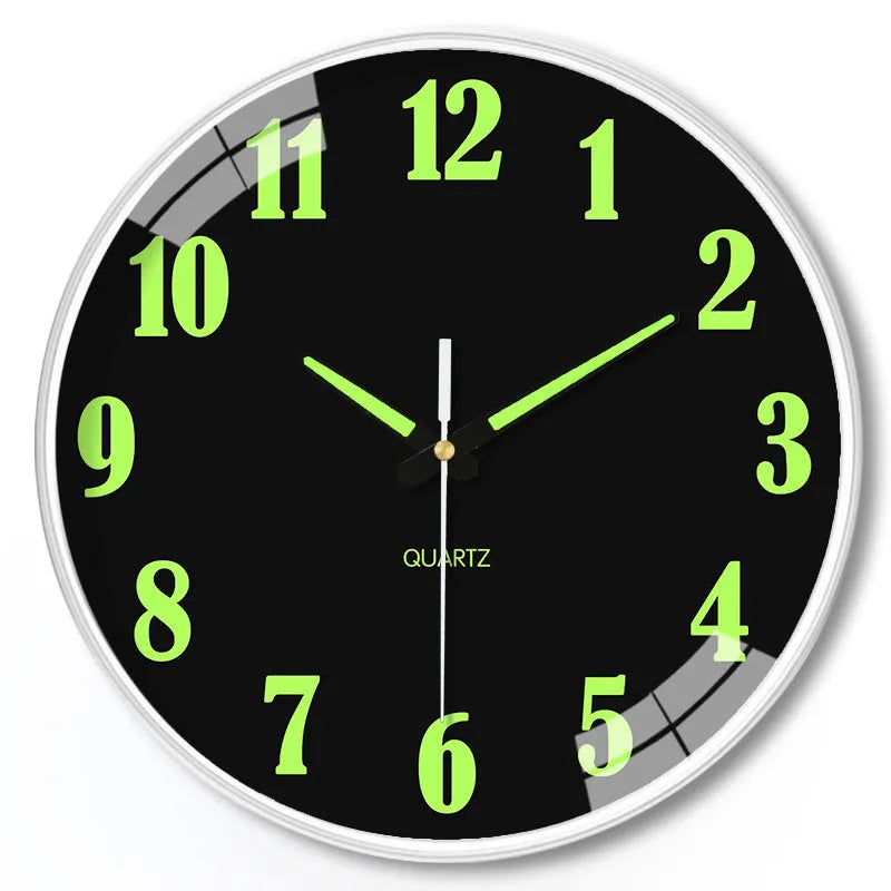 20cm modern luminous wall clock with plastic casing displayed in three colour options