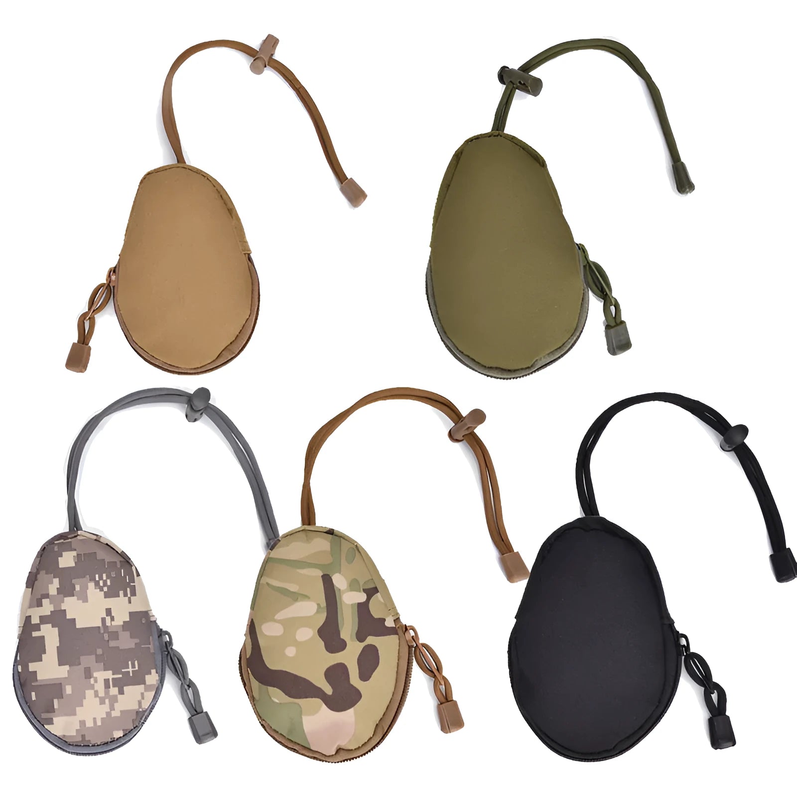 Compact Oxford cloth outdoor key bag 13cm x 8cm with telescopic rope and zipper in black colour