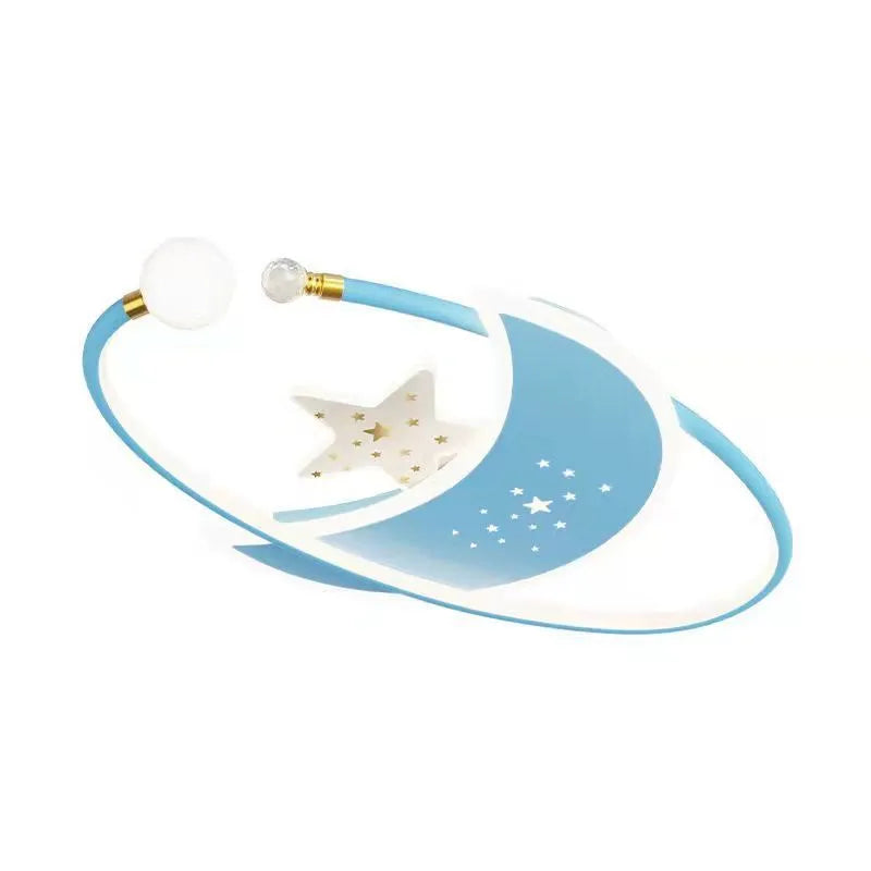 Creative moon XINGX cloud children's room ceiling lamp with tri-colour dimming in blue finish