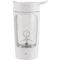 Portable automatic juice blender in black, blue, pink, or white colours showing 650ml capacity markings