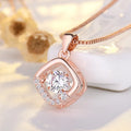 Sterling silver love heart pendant necklace with crown and bow design in rose gold and silver finish options