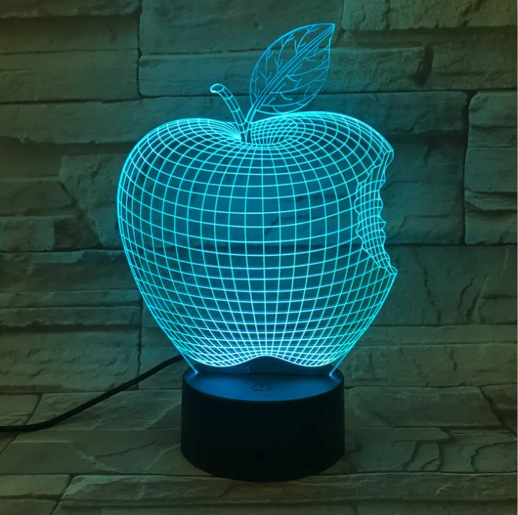 3D fruit colourful night light with acrylic shade and touch controls showing seven colour options