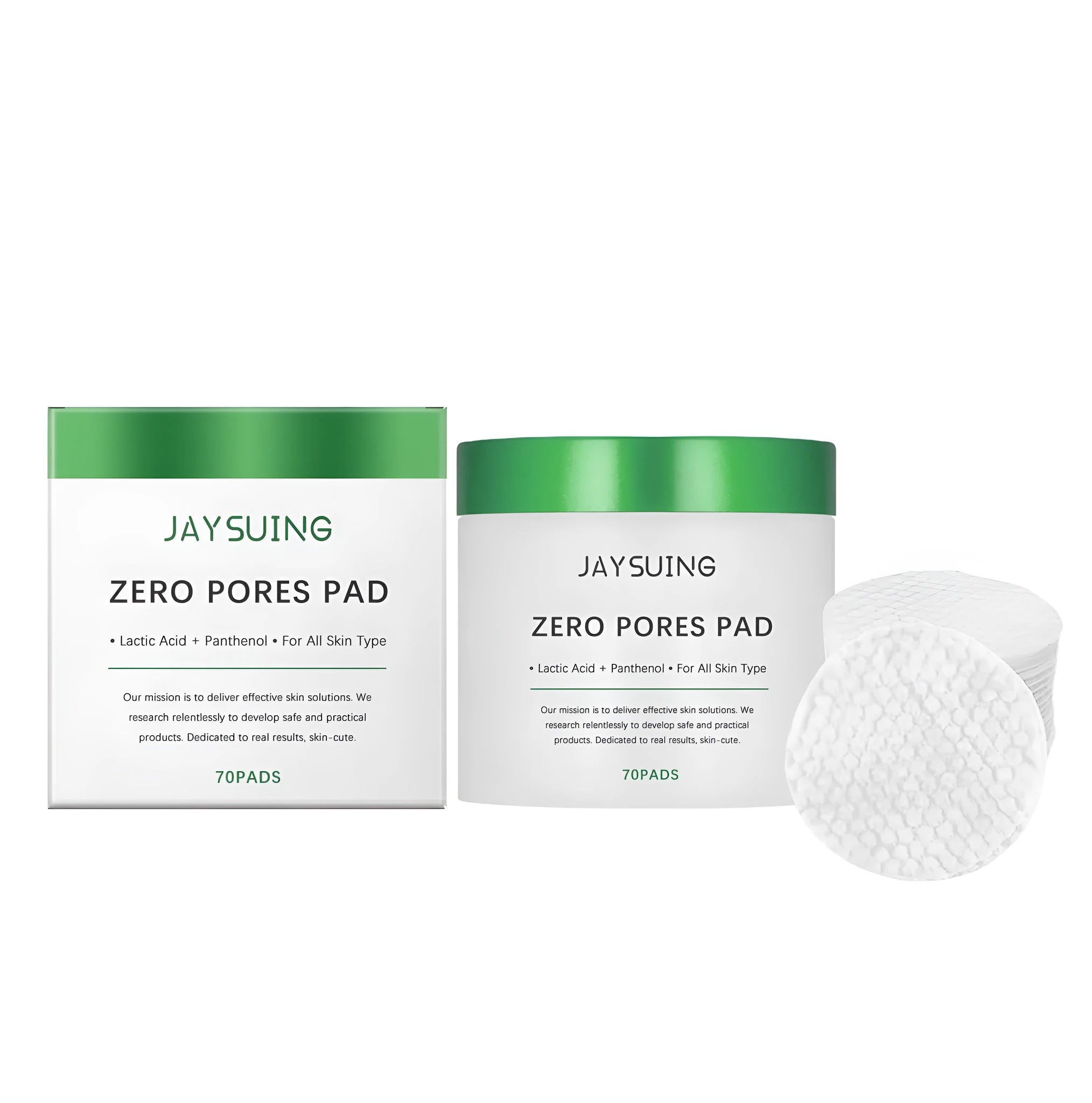 Pack of 70 white cleansing and moisturising facial skincare pads on a blue background.