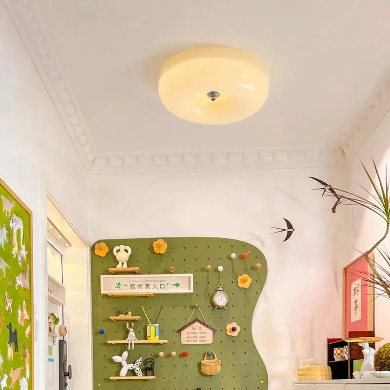 Cream coloured American vintage style bedroom ceiling light with three-colour switching