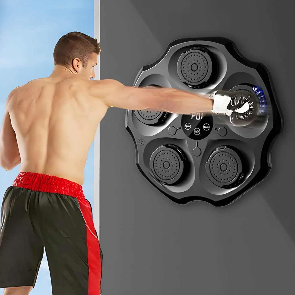 Hanging PU boxing wall target with Bluetooth music rhythm recognition and gloves for home fitness training