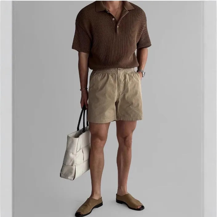 Cotton loose-fitting sports shorts in black, white, and khaki colours for summer wear