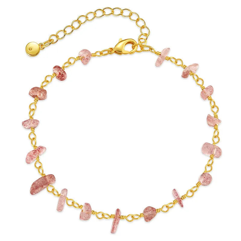 Women's irregular natural gravel turquoise bracelet in 18K copper with geometric design and crystal accents