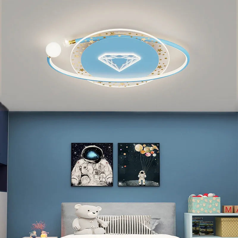 Creative moon XINGX cloud children's room ceiling lamp with tri-colour dimming in blue finish