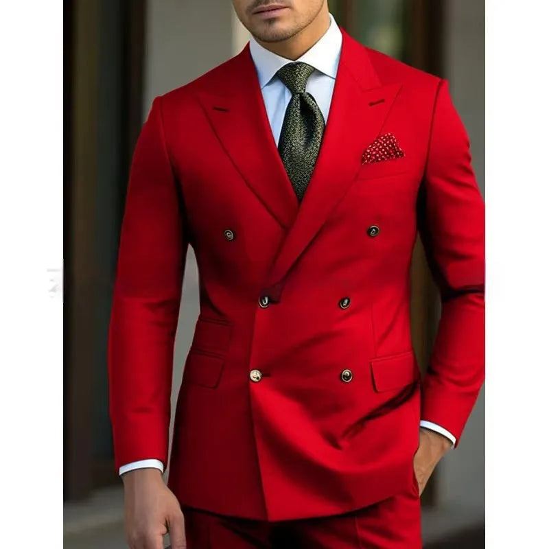Men's regular fit two-piece business suit in chemical fibre blend available in multiple colours
