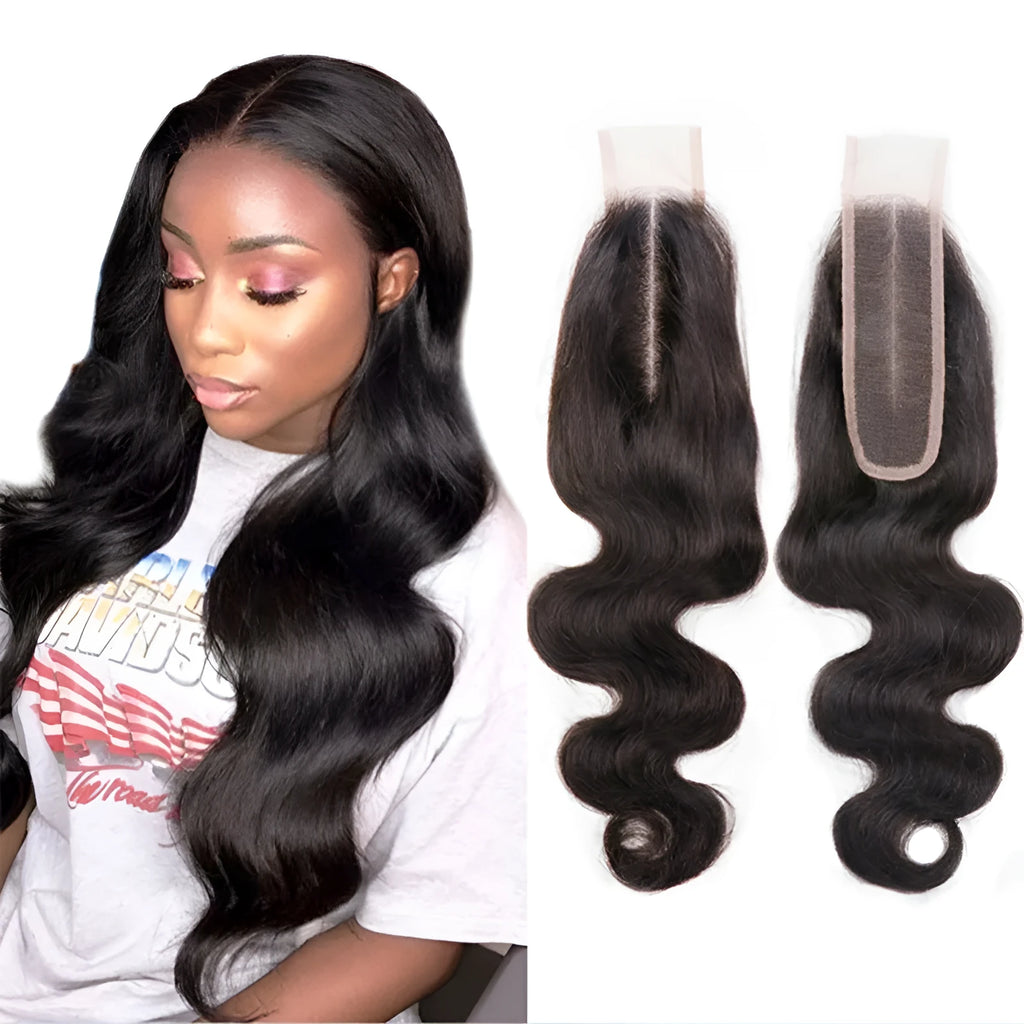 A straight, natural-coloured human hair wig for women on a stand, showing its length and hand-woven construction.