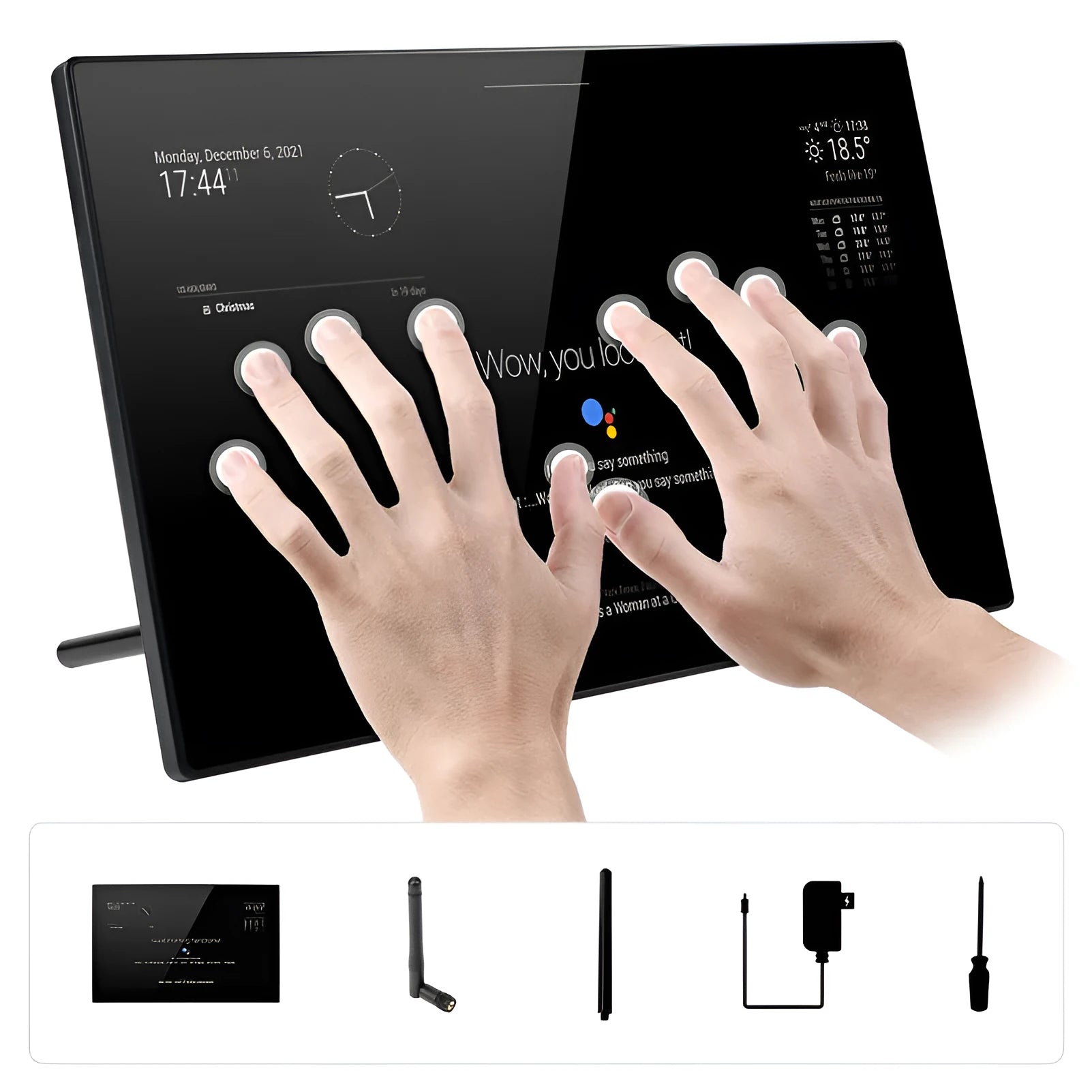 13.3-inch smart mirror display with touch screen for Raspberry Pi CM4 voice assistant integration