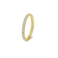 Stainless steel seamless nose ring with diamond front design in gold finish
