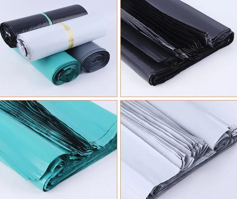 100-pack polyethylene courier bags clothing bag sticker sealing multiple sizes colours black gray green white