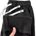 Pure linen Chinese style straight leg trousers with elastic drawstring waist in various colours.