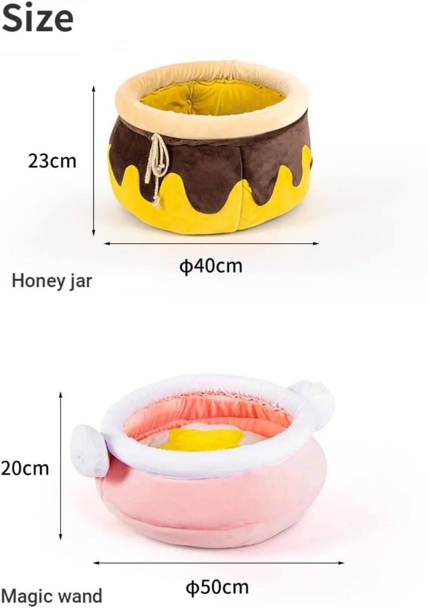 Honey pot magic shape cat sofa bed in pink or yellow with removable nest pad for small pets