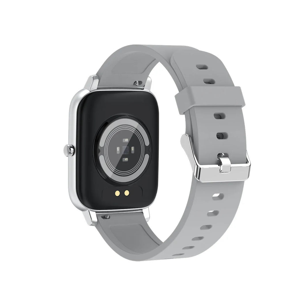 H80 black sports smart watch with ECG monitoring on a wrist, showing the 1.69-inch touch screen display.